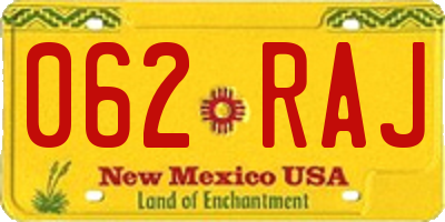 NM license plate 062RAJ