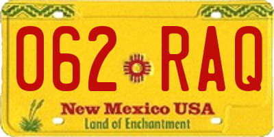 NM license plate 062RAQ