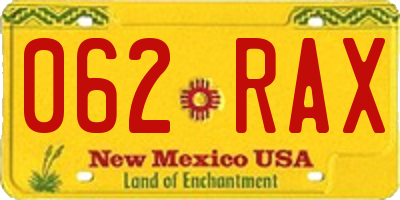 NM license plate 062RAX