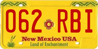 NM license plate 062RBI