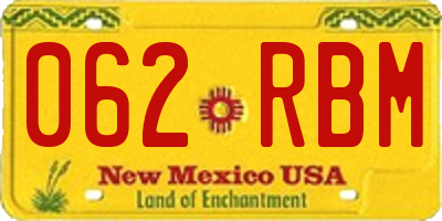 NM license plate 062RBM