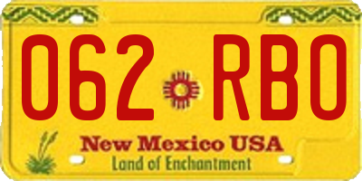 NM license plate 062RBO