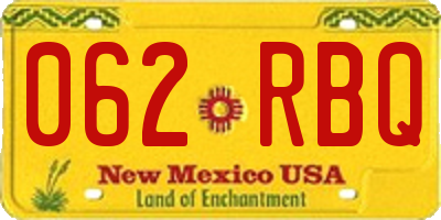NM license plate 062RBQ