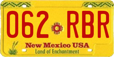 NM license plate 062RBR