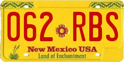 NM license plate 062RBS