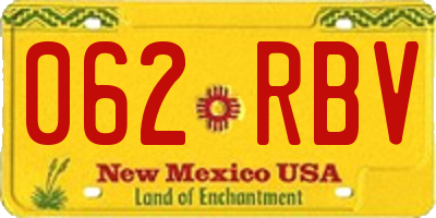 NM license plate 062RBV