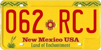 NM license plate 062RCJ