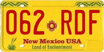NM license plate 062RDF