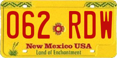 NM license plate 062RDW