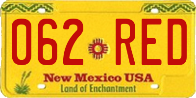 NM license plate 062RED