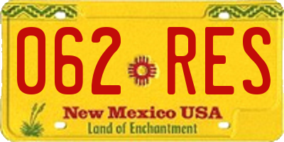 NM license plate 062RES