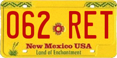 NM license plate 062RET