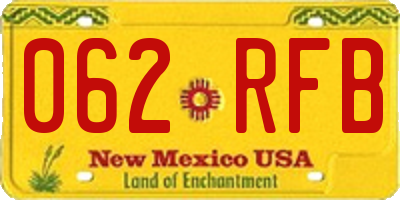 NM license plate 062RFB