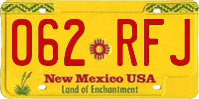 NM license plate 062RFJ