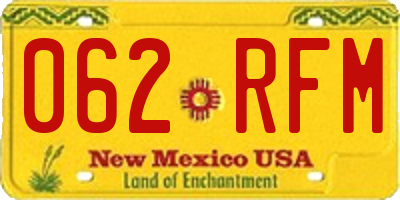 NM license plate 062RFM
