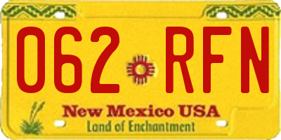 NM license plate 062RFN
