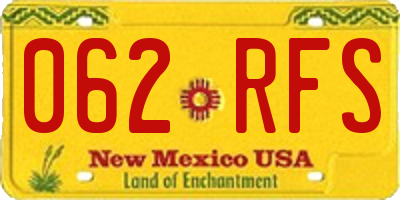 NM license plate 062RFS