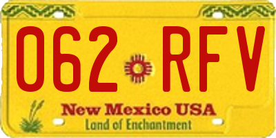 NM license plate 062RFV
