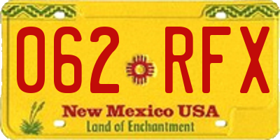 NM license plate 062RFX