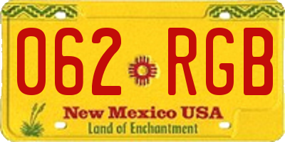 NM license plate 062RGB