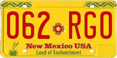 NM license plate 062RGO