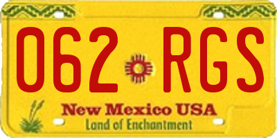 NM license plate 062RGS