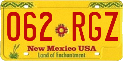 NM license plate 062RGZ