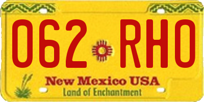 NM license plate 062RHO