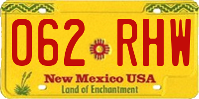 NM license plate 062RHW