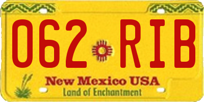 NM license plate 062RIB