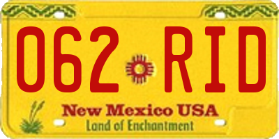 NM license plate 062RID