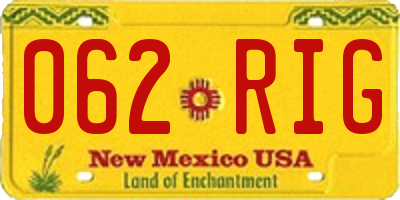 NM license plate 062RIG