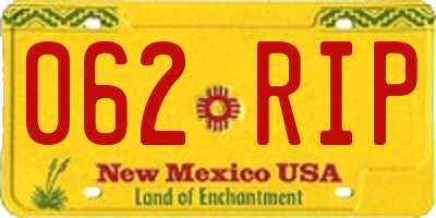 NM license plate 062RIP
