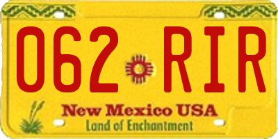 NM license plate 062RIR