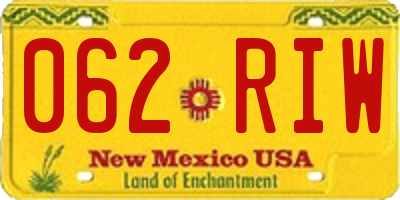 NM license plate 062RIW