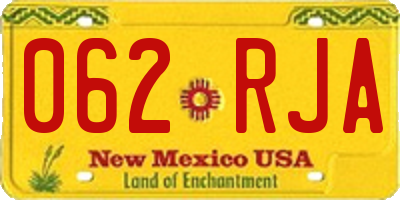 NM license plate 062RJA