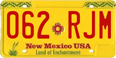 NM license plate 062RJM