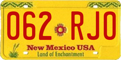 NM license plate 062RJO