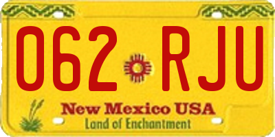 NM license plate 062RJU