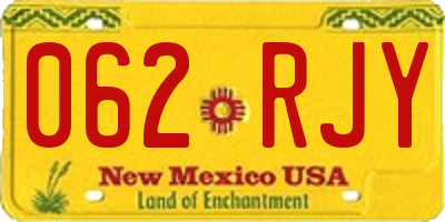NM license plate 062RJY