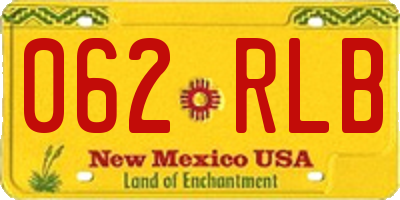NM license plate 062RLB