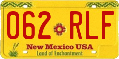 NM license plate 062RLF