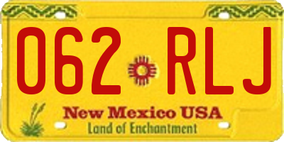 NM license plate 062RLJ