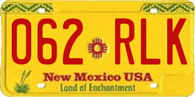 NM license plate 062RLK