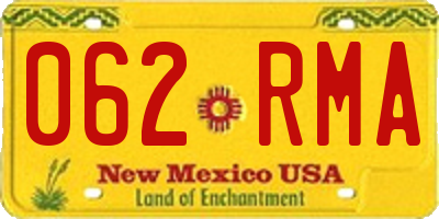 NM license plate 062RMA