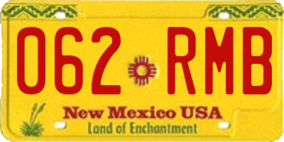 NM license plate 062RMB