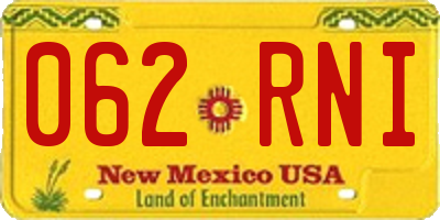 NM license plate 062RNI