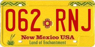 NM license plate 062RNJ