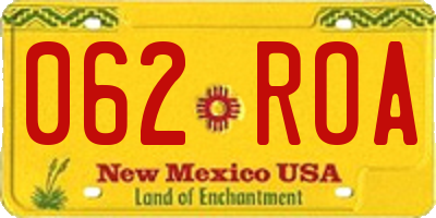 NM license plate 062ROA
