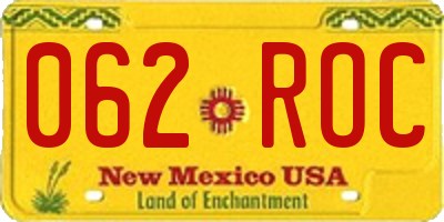 NM license plate 062ROC